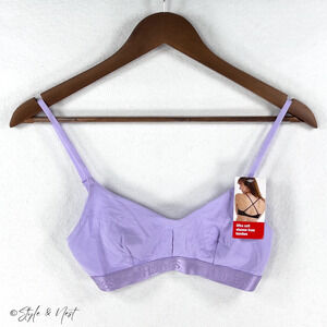 Hanes Purple Bralette Size Small NWT Wireless Comfort Lounge Bra Soft Stretch